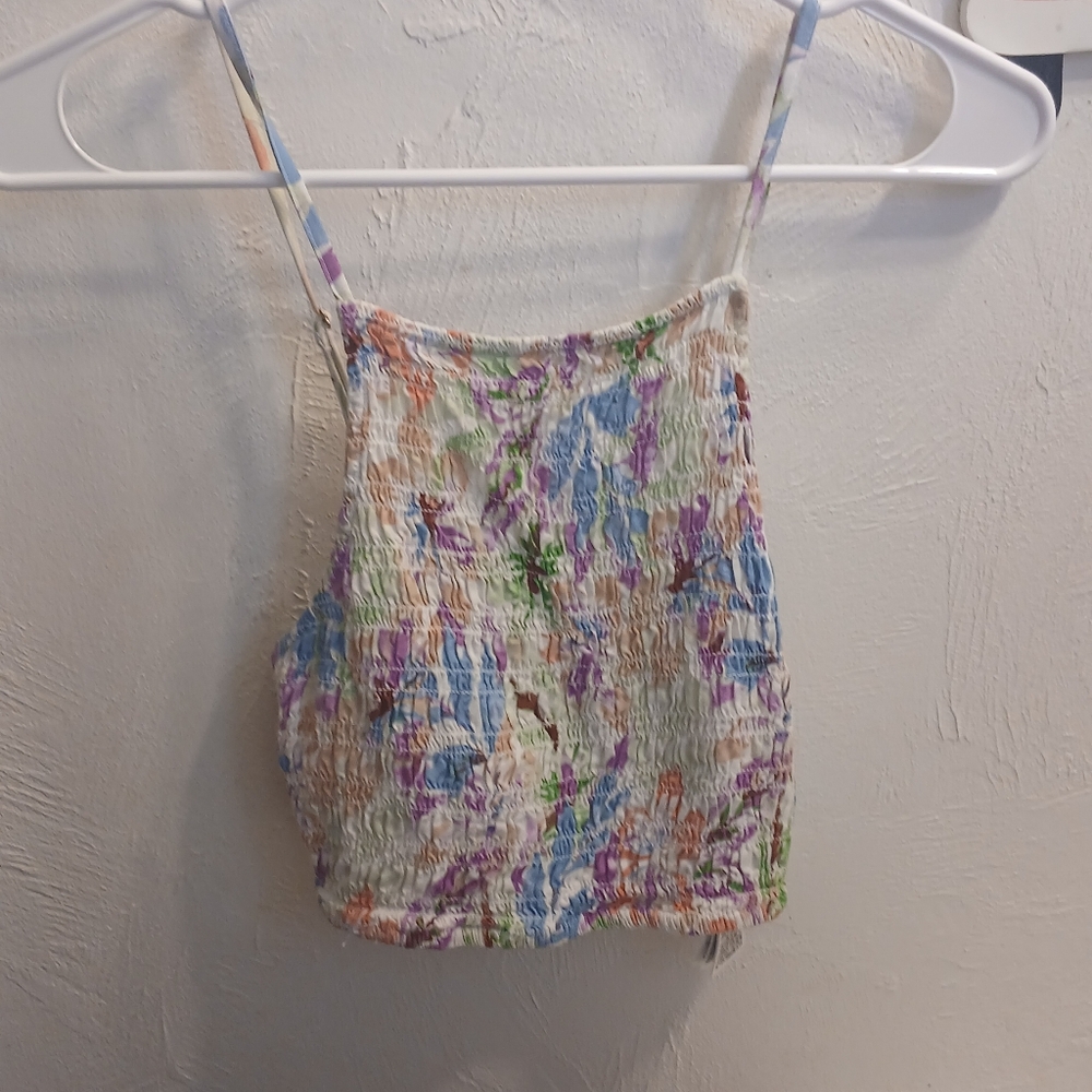 Roxy Tropical Ruched Crop Top Size Small
